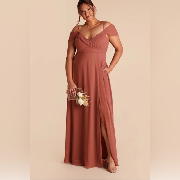 Birdy Grey Spence Bidesmaid Dress 2X NWT Desert Rose has Pockets Cold Shoulder - Picture 1 of 5